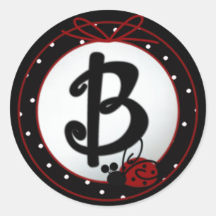 Ladybug Initial B Round Stickers