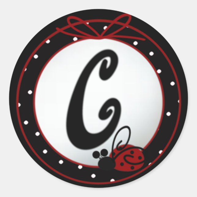 Ladybug Initial C Round Stickers (Vorderseite)
