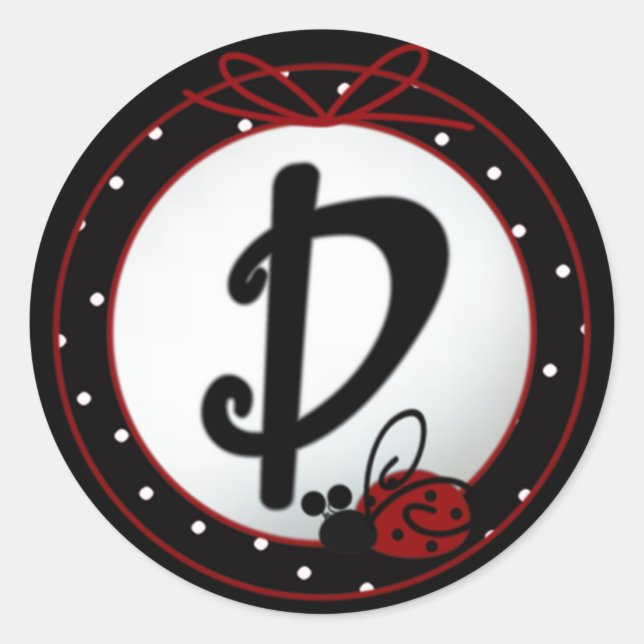Ladybug Initial D Round Stickers (Vorderseite)