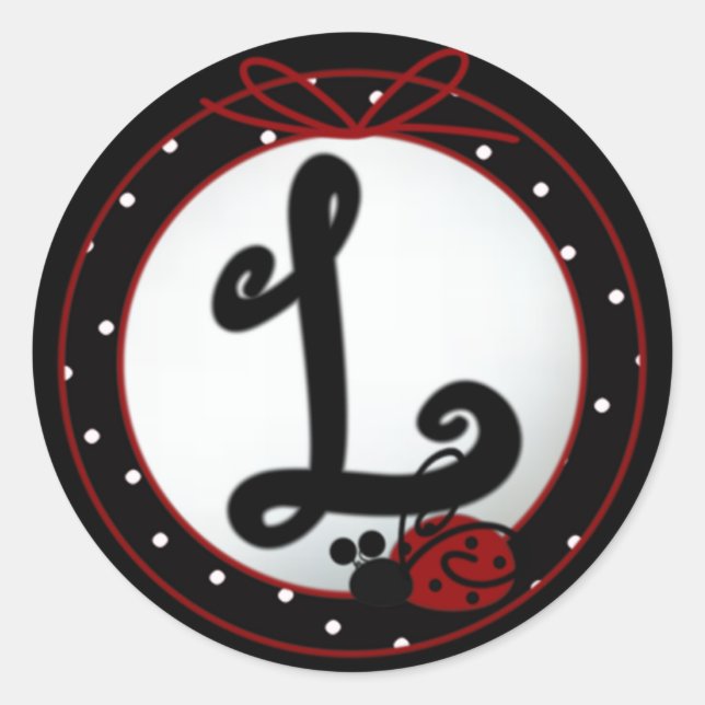 Ladybug Initial L Round Stickers (Vorderseite)