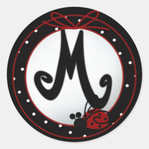 Ladybug Initial M Round Stickers