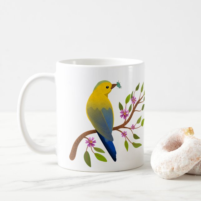 Ladybug-Insekt leckerer, farbiger Vogel mädchenhaf Kaffeetasse (Mit Donut)