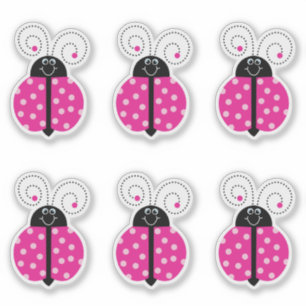 Ladybug Lächeln rosa Cartoon Aufkleber
