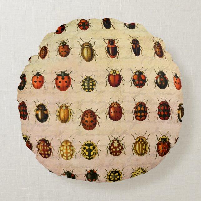 Ladybug Ladybird Beetle Insect Bug Rundes Kissen (Vorderseite)