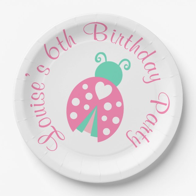 Ladybug Ladybird Birthday Party Pappteller (Vorderseite)