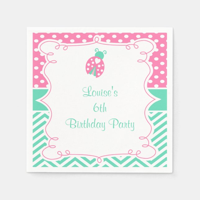 Ladybug Ladybird Birthday Party Serviette (Vorderseite)