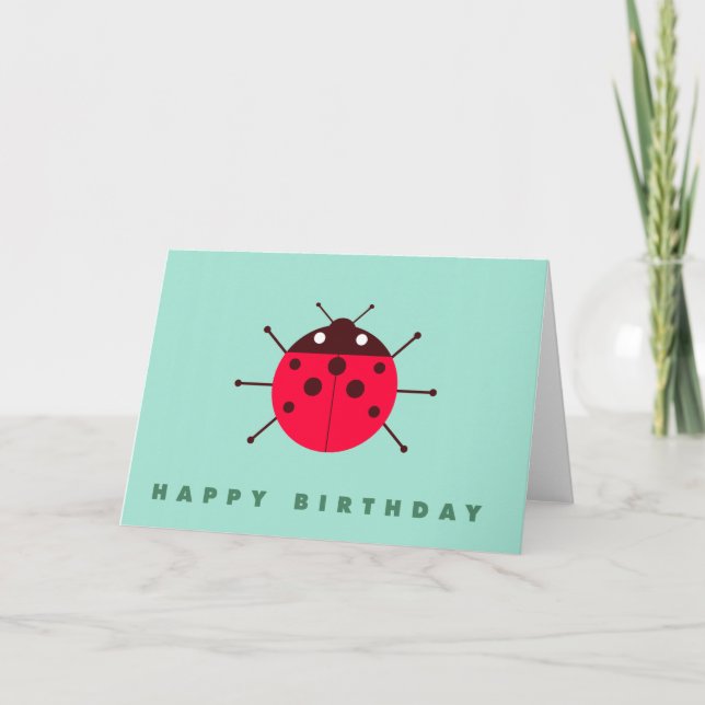 Ladybug / Ladybird glücklich zum Geburtstag Karte (Vorderseite)