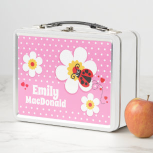 Ladybug ladybird rosa Mädchen benennen Lunchbox