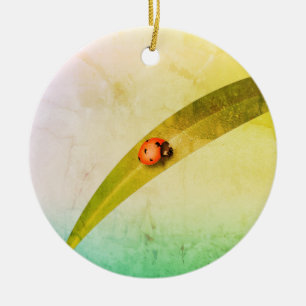 Ladybug Leaf Keramik Ornament