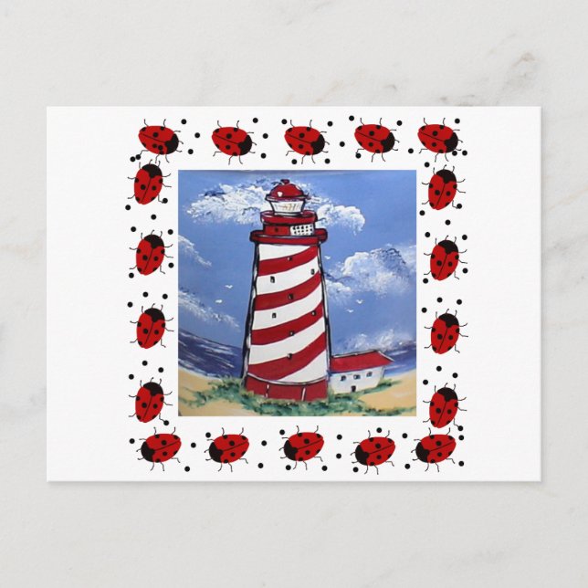 Ladybug Lighthouses Postkarte (Vorderseite)