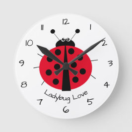 Ladybug Love Girl Fun Joli Cartoon Round Horloge
