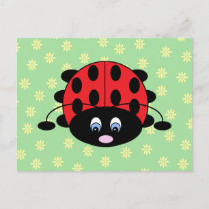 Ladybug mit Blume Postkarte