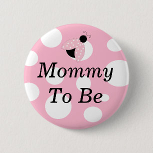 Ladybug Mommy wird pink und weiß Baby Dusche Button