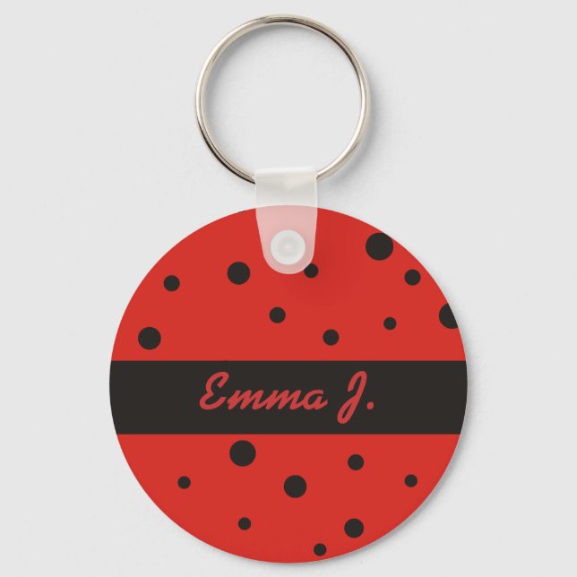Ladybug Muster Personalisiert Name Keychains Schlüsselanhänger (Vorderseite)