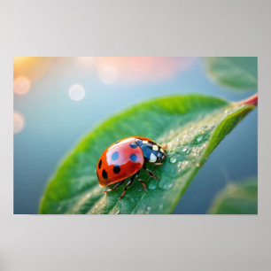 Ladybug Nature Colorful Wildlife Poster