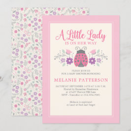 Ladybug Niedlich Pink Floral Girl Babydusche Einladung