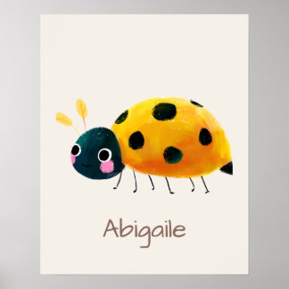 Ladybug Nursery Name Wall Art Print Poster