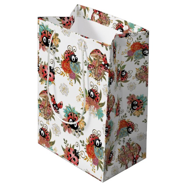 Ladybug-Party-Geschenktasche Mittlere Geschenktüte (Rückseite Schrägansicht)