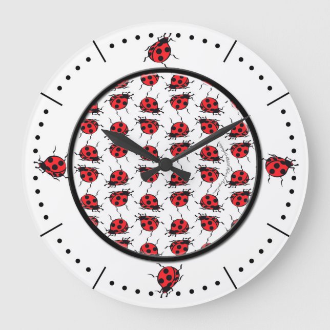Ladybug Pattern Large Clock Große Wanduhr (Vorderseite)