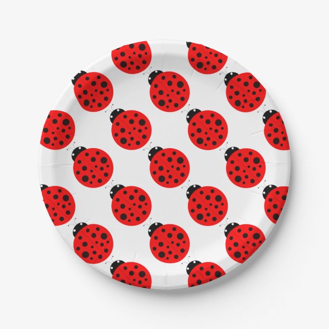 Ladybug Pattern Pappteller (Vorderseite)