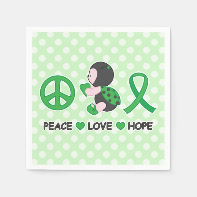 Ladybug Peace Liebe Hoffnung Grünes Bewusstsein Ba Serviette (Vorderseite)