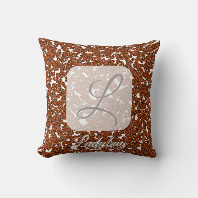Ladybug personalisiertes Monogramm-Kissen Kissen (Vorderseite)