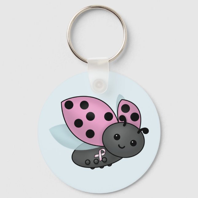 Ladybug Pink Awareness Ribbon Schlüsselanhänger (Vorderseite)