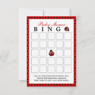 Ladybug Polka Dot Baby Duschkabine Bingo Karten