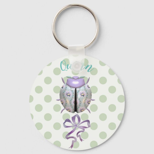 Ladybug polka dot floral niedlicher Schlüsselanhän Schlüsselanhänger (Vorderseite)