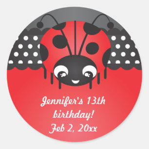 Ladybug Polka Dot Geburtstagsparty Stickers