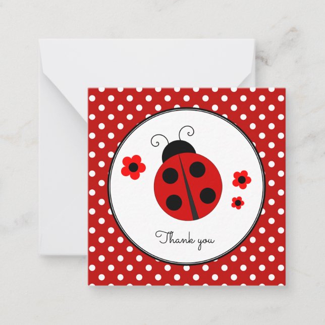 Ladybug Polka Dot Merci Carte Note (Devant)