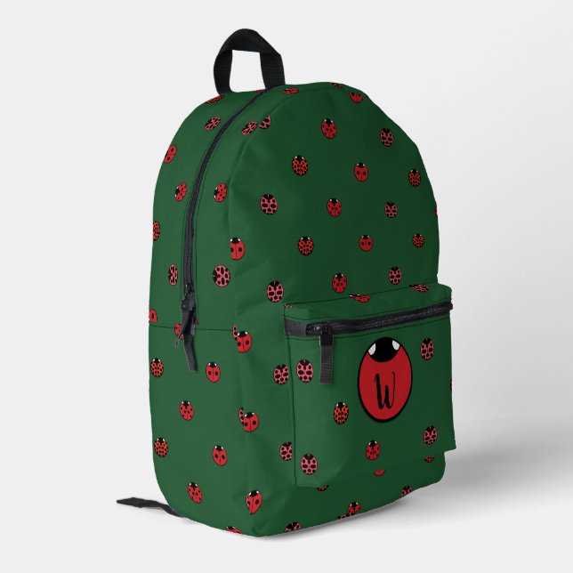 Ladybug Polka Dots Bedruckter Rucksack (Rückseitige Ecke links)