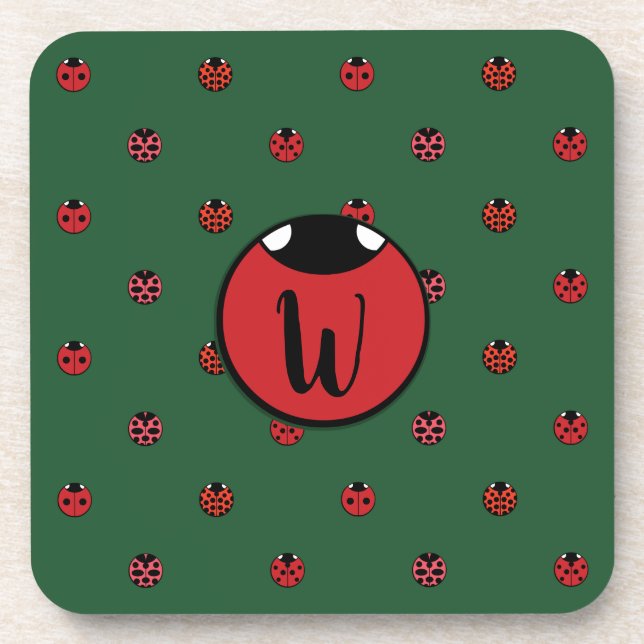 Ladybug Polka Dots Square Untersetzer (Vorderseite)