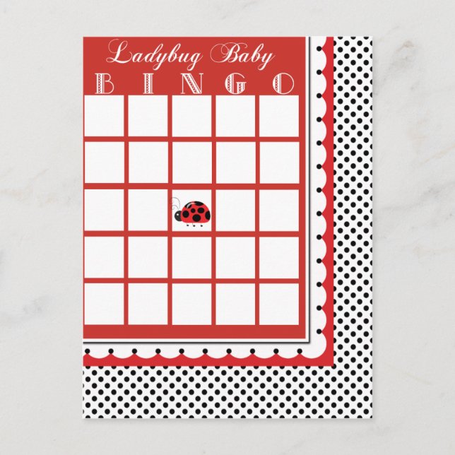 Ladybug Punkts Baby Dusche Bingo Card Leere Einladungspostkarte (Vorderseite)