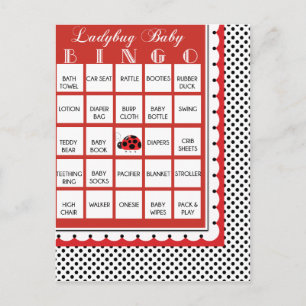 Ladybug Punkts Baby Shower Bingo Card 14 Einladungspostkarte
