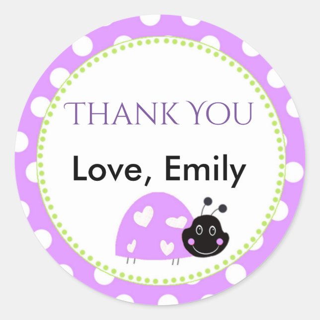 Ladybug Purple Green Cadeau Favoriser Étiquette La (Devant)