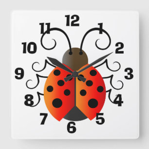 Ladybug Quadratische Wanduhr