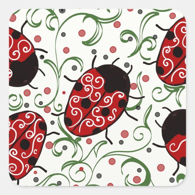 Ladybug Quadratischer Aufkleber (Vorderseite)