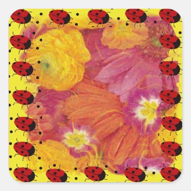 Ladybug Quadratischer Aufkleber (Vorderseite)