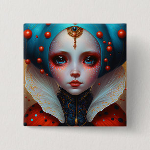 Ladybug Queen Niedlich Fantasy Art Button