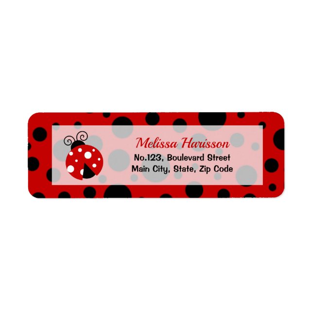 Ladybug Red Black Frame Polka Dots Rücksendeadress (Vorne)