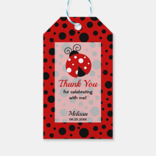 Ladybug Red Black Frame Polka Punkte Vielen Dank Geschenkanhänger