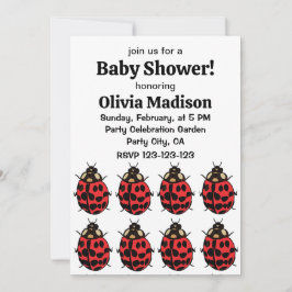 Ladybug Red Black Insect Ladybug Baby Girl Dusche Einladung