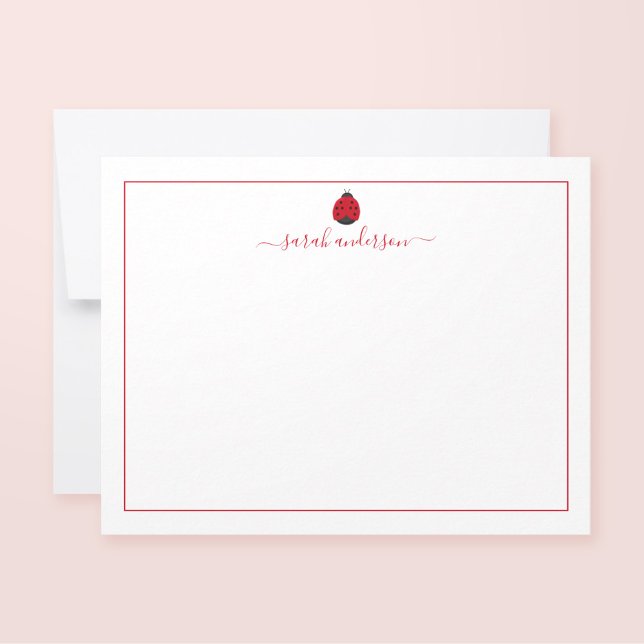 Ladybug Red Border Personalisiert Mitteilungskarte (Von Creator hochgeladen)