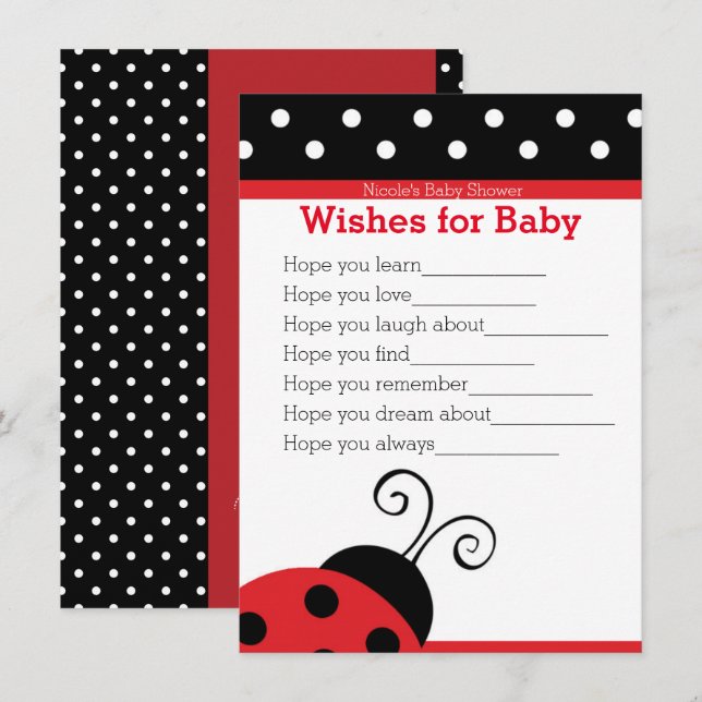 Ladybug Red Polka Dot wünscht Baby Showcard Einladung (Vorne/Hinten)