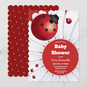 Ladybug Red White Baby shower noir Invitation