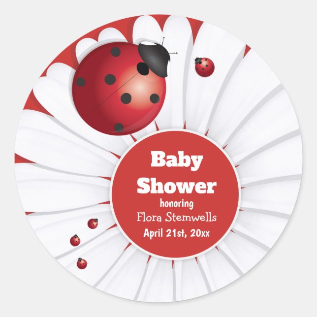 Ladybug Red White Black Baby Shocker Runder Aufkleber (Vorderseite)
