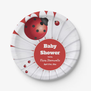 Ladybug Red White Black Baby Shower Paper Plate Pappteller