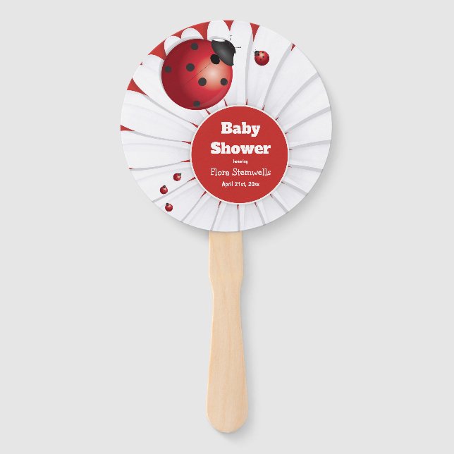Ladybug Red White Black Baby Shower Set von Fans Fächer (Vorderseite)