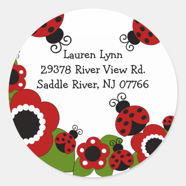 Ladybug Return Address Sticker Anniversaire (Devant)